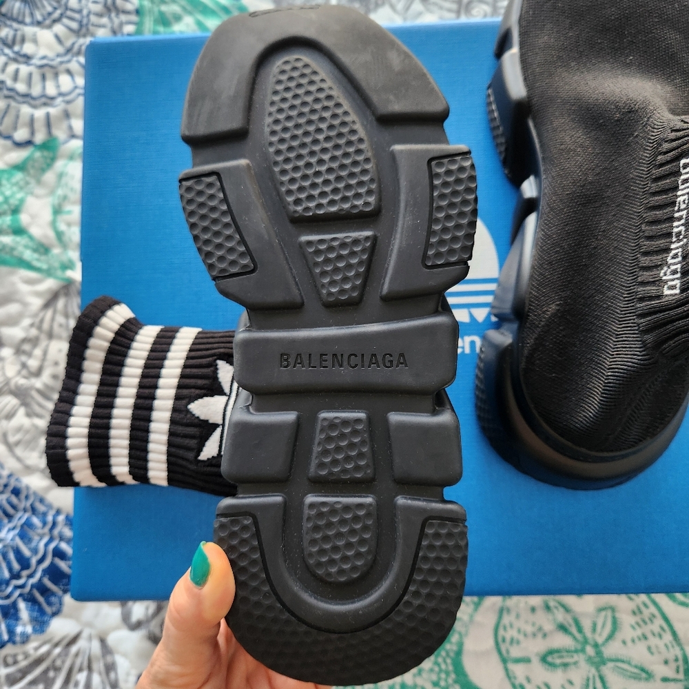 Authentic BALENCIAGA Speed LT Sock Sneakers‎ Adidas Collaboration Black & White - Picture 5 of 8